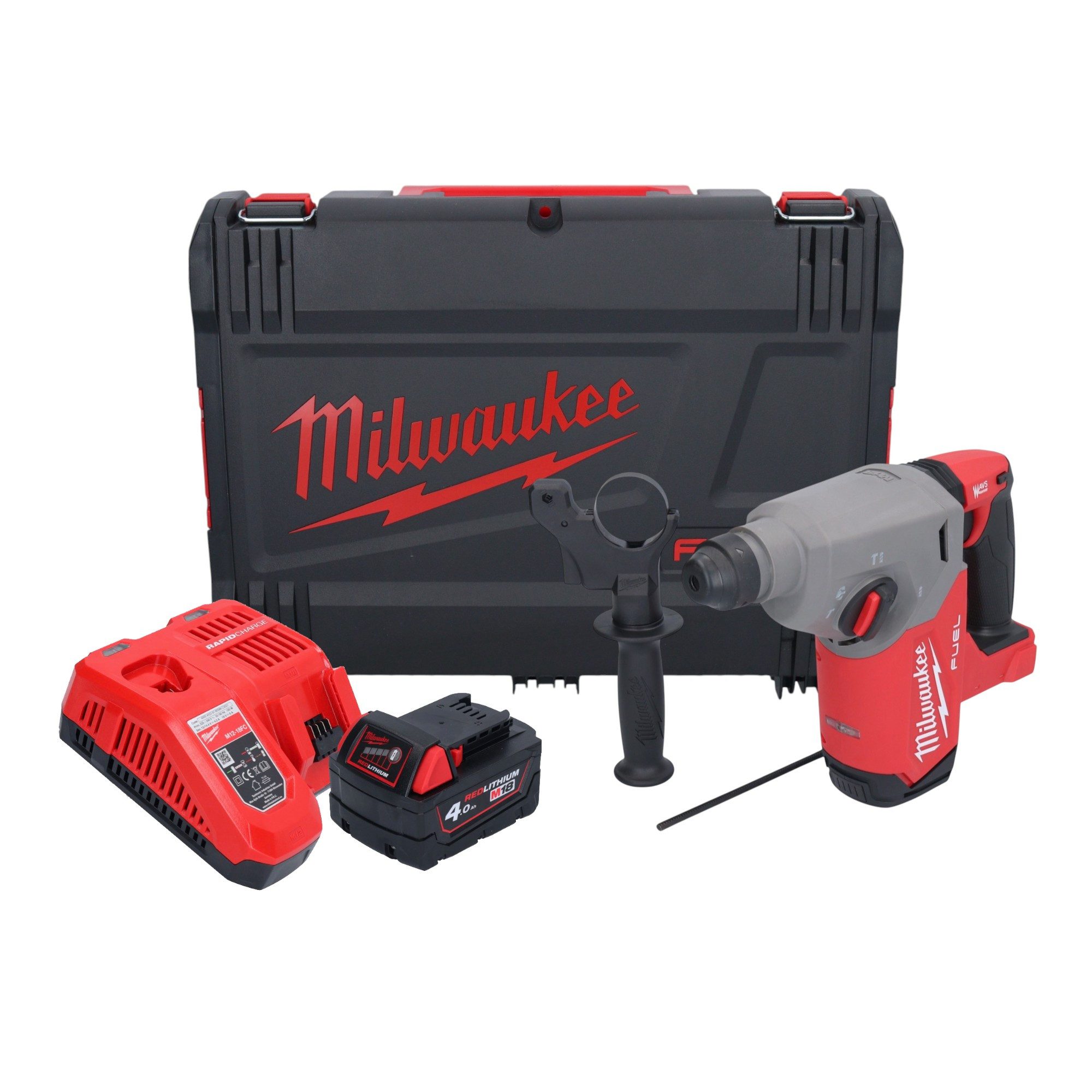 Milwaukee Akku-Bohrhammer M18 FH-401X 18 V 2,5 J SDS plus + 1x Akku 4,0 Ah + Ladegerät + HD Box