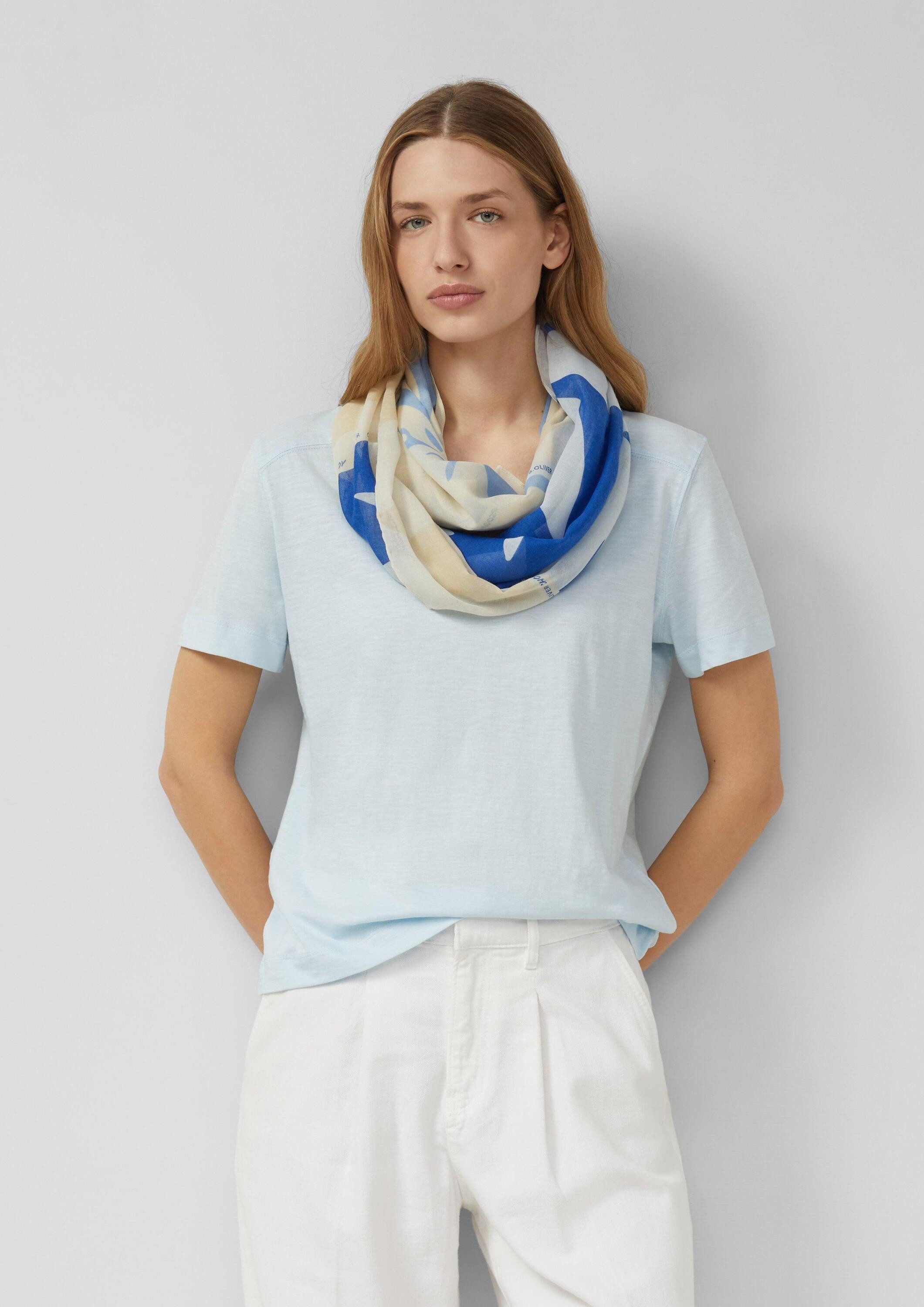 s.Oliver Loop Snood, Leichter Snood aus Webware mit floralem Muster
