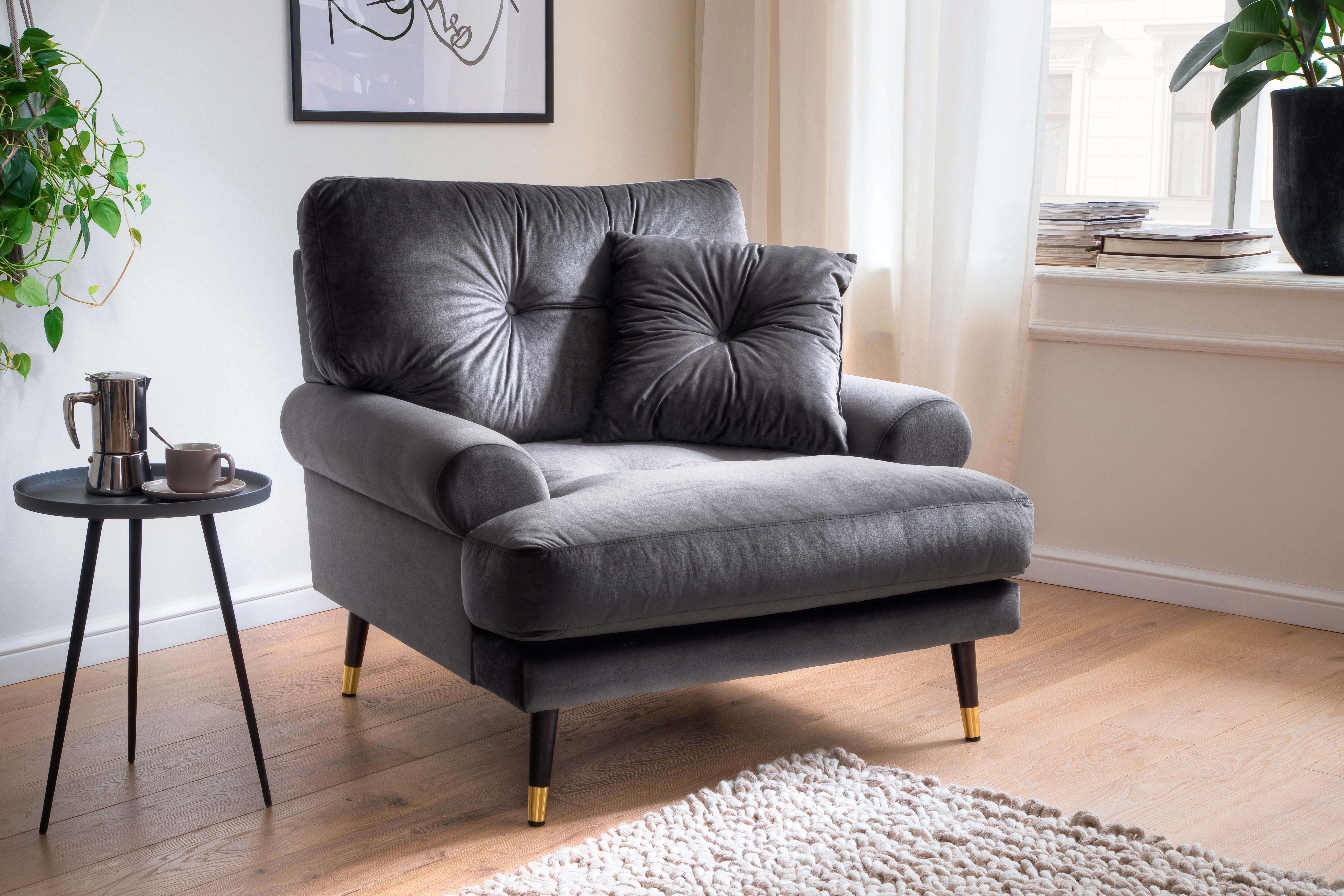 Trends by HG Loungesessel TOKIO, in Microfaser mit hochwertigem Holz/Metall günstig online kaufen