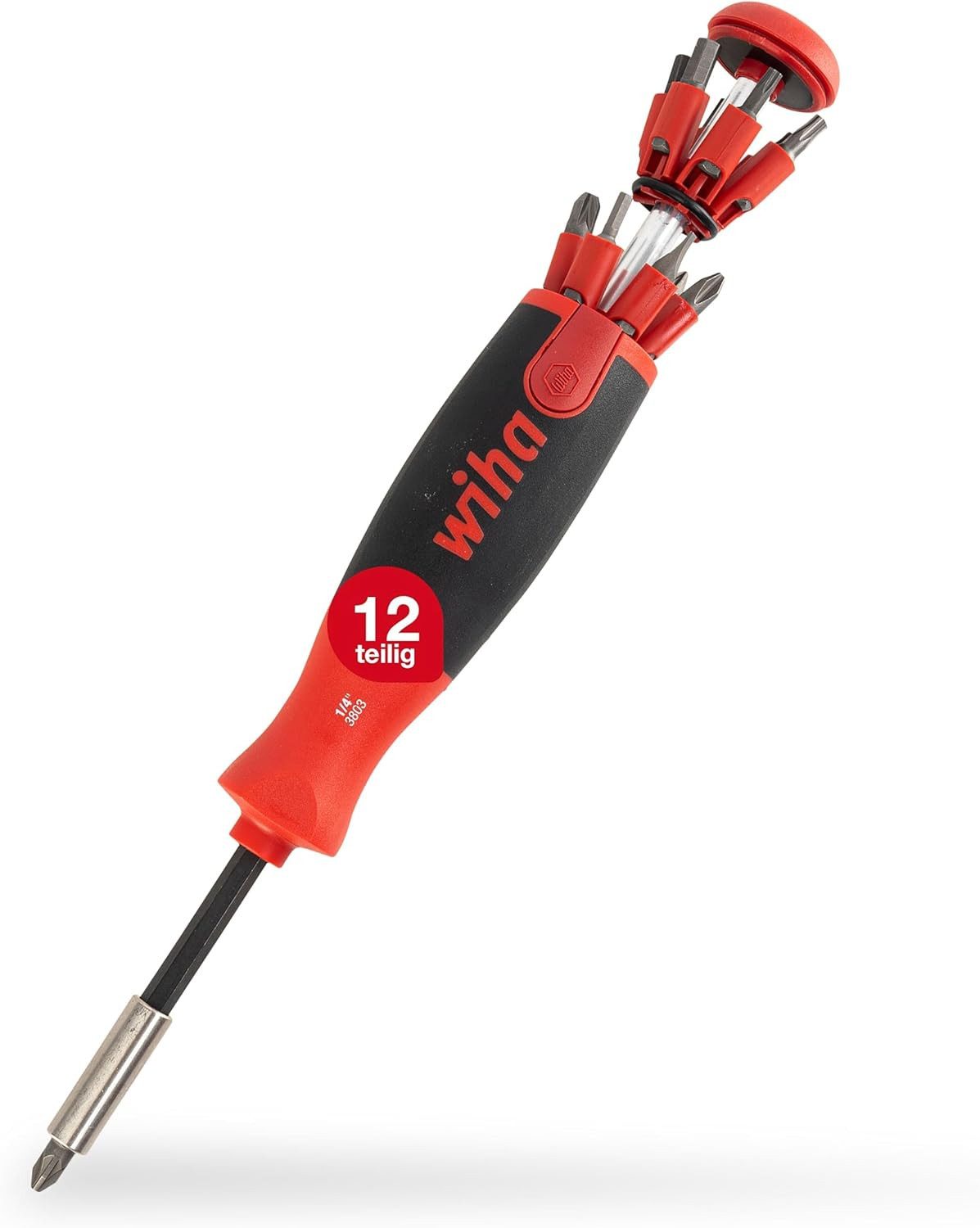 Wiha Schraubendreher LiftUp 25 (38606), mit Bits, Bithalter, Innensechskant, Phillips, Pozidriv, Schlitz, TORX