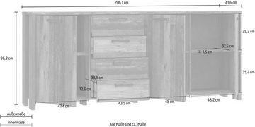 FORTE Sideboard Clif, Breite ca. 206 cm