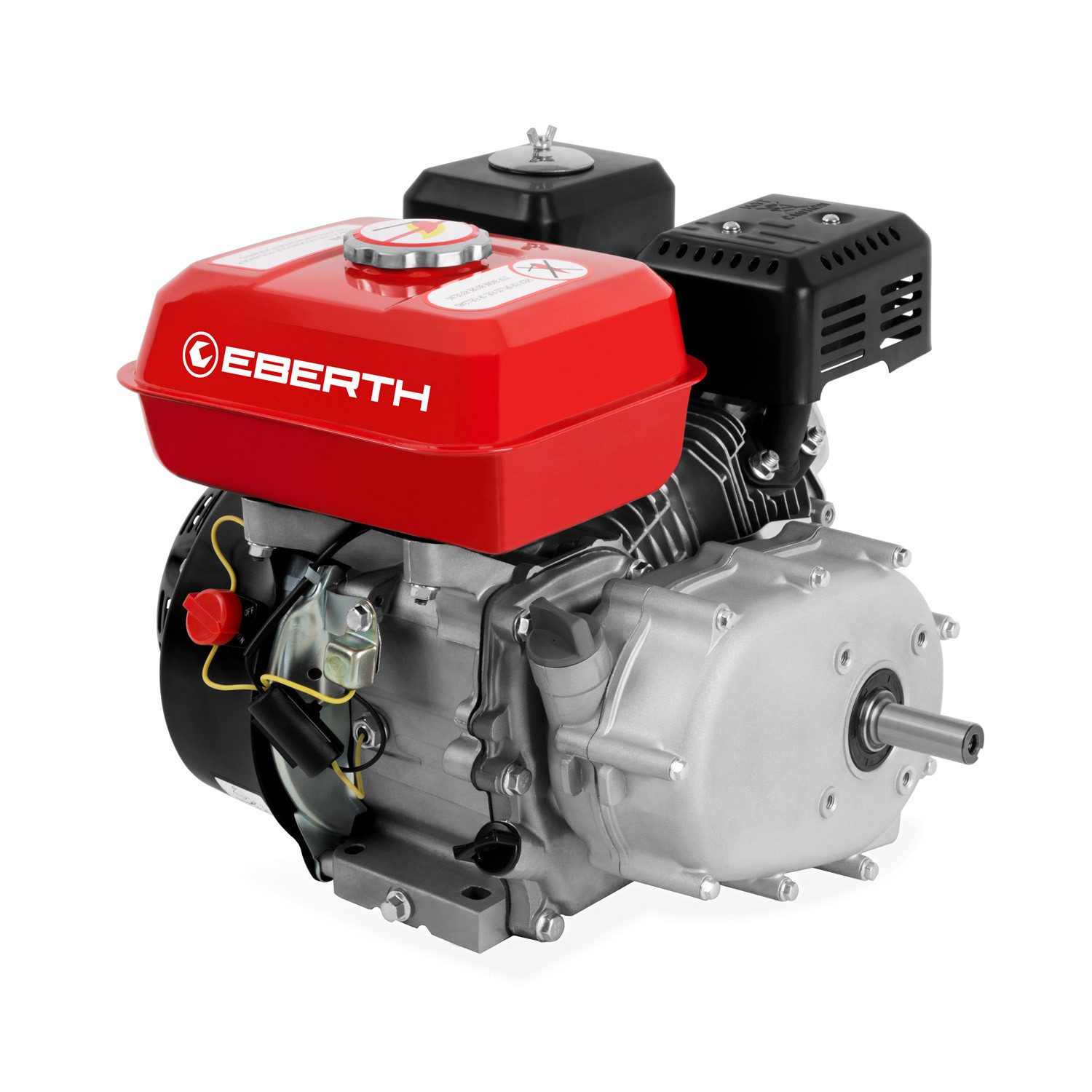 EBERTH Stromerzeuger 6,5 PS 4,8 kW Benzinmotor Standmotor mit Ölbadkupplung, 20 mm Ø Welle, 4-Takt, 1 Zylinder Industriemotor, 196 ccm Hubraum, luftgekühlt
