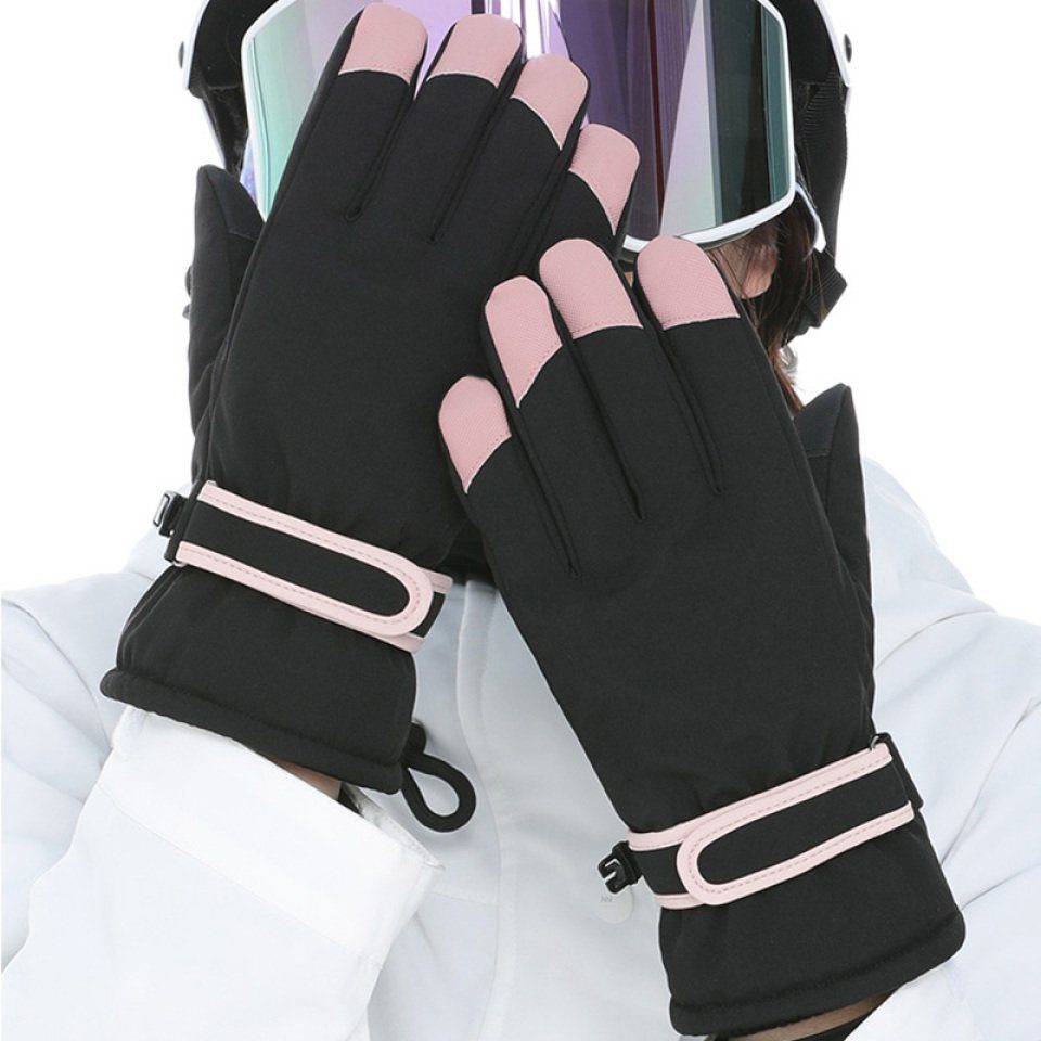 Warme schwarz Winterhandschuhe, Touchscreen-Handschuhe, Blusmart Fahrradhandschuhe Rutschfest, Winddicht,