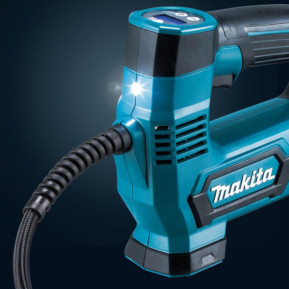 Makita Akku-Handkompressor 12V/14,4V MP100DZ, max. 8,3 bar, zum schnellen und einfachen Befüllen von Reifen, Bällen uvm.