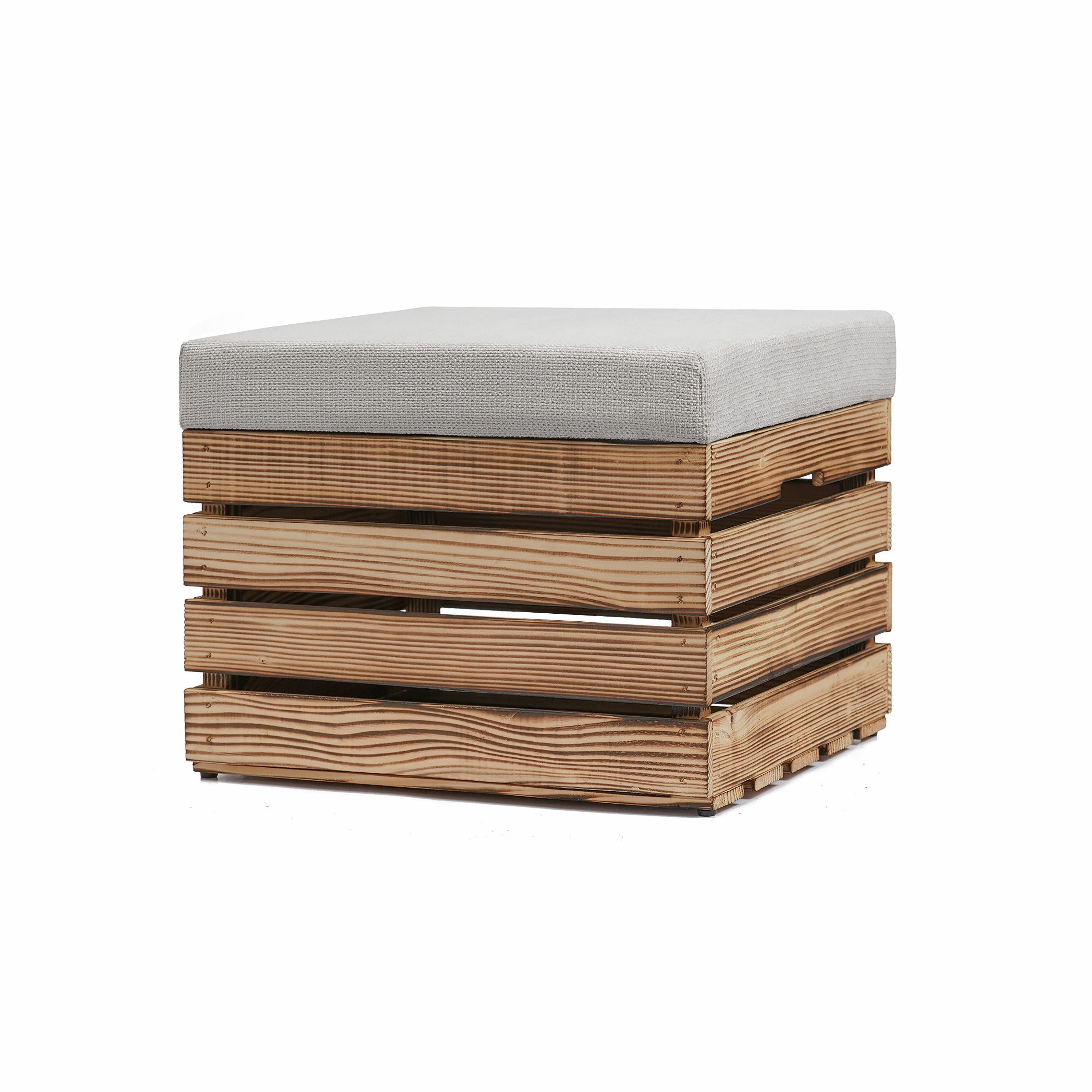 GrandBox Dekokiste Sitzhocker mit Stauraum 37x40x50 mit Polster – geflammt (1er Set)