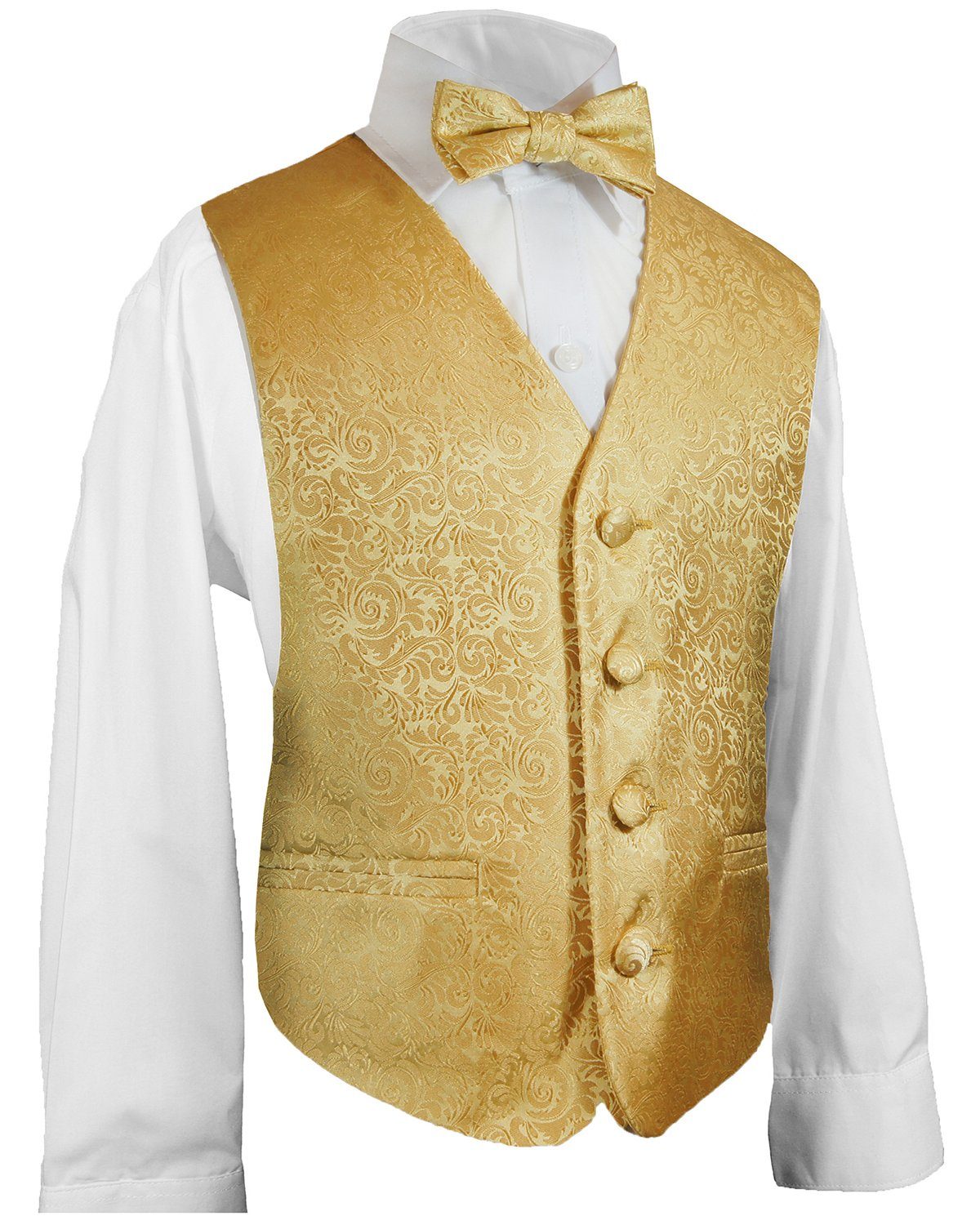 Weste Anzug gold Kinderweste und Hemd Malone (Set, KV97-Fliege Anzugweste 3-tlg., mit Festliche Jungenweste Weste, Paul Kinder Fliege)