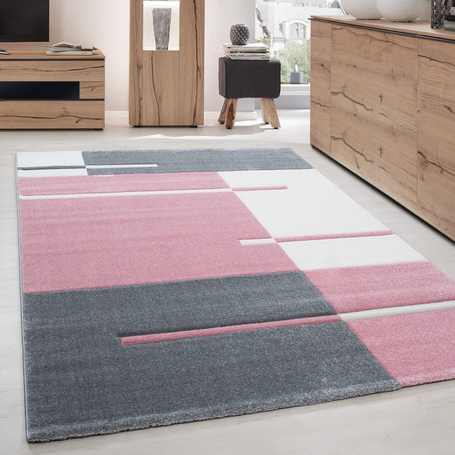 Carpettex Frisé-Teppich Kariert Design, Läufer, Höhe: günstig online kaufen