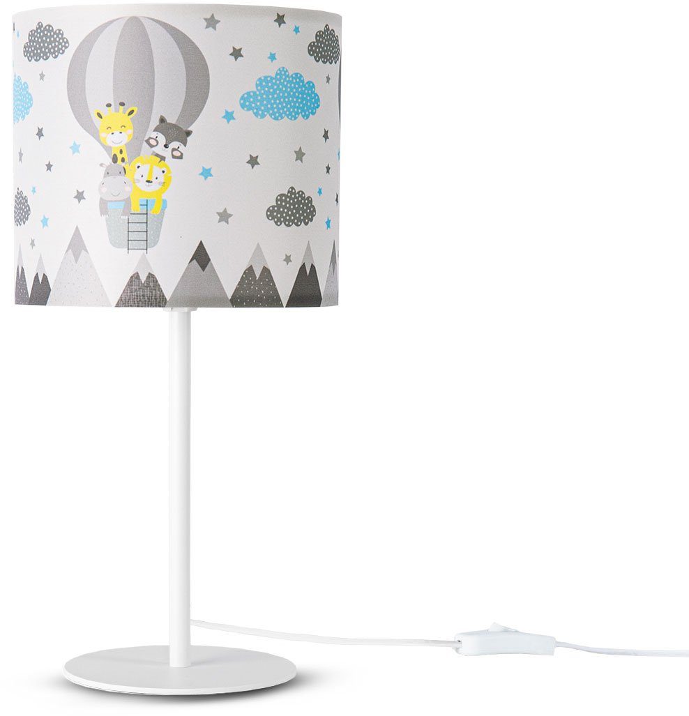 Paco Home Tischleuchte Cosmo 343, ohne Leuchtmittel, Lampe Kinderzimmer Ø…18cm Heißluftballon Wolken Tiere Höhe 36,5cm E14