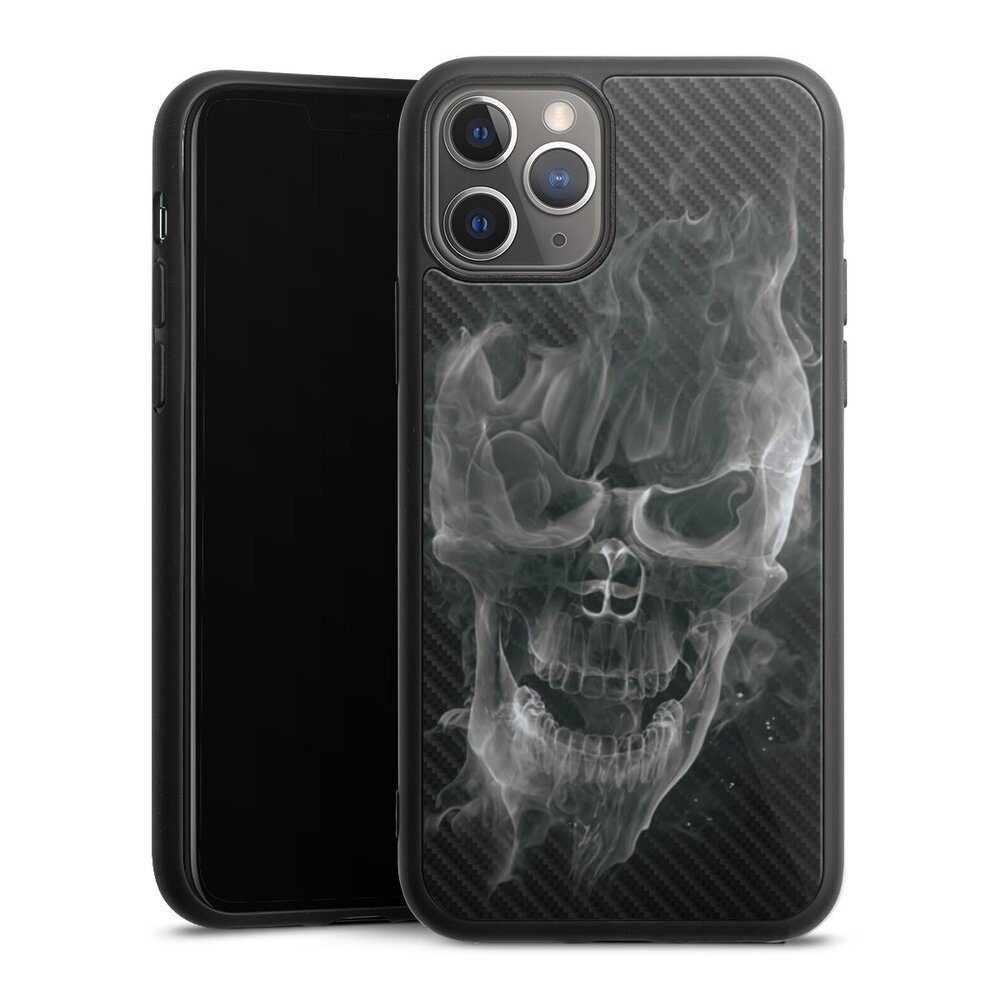 Handyhülle Totenkopf Schädel Carbon Smoke Skull Carbon