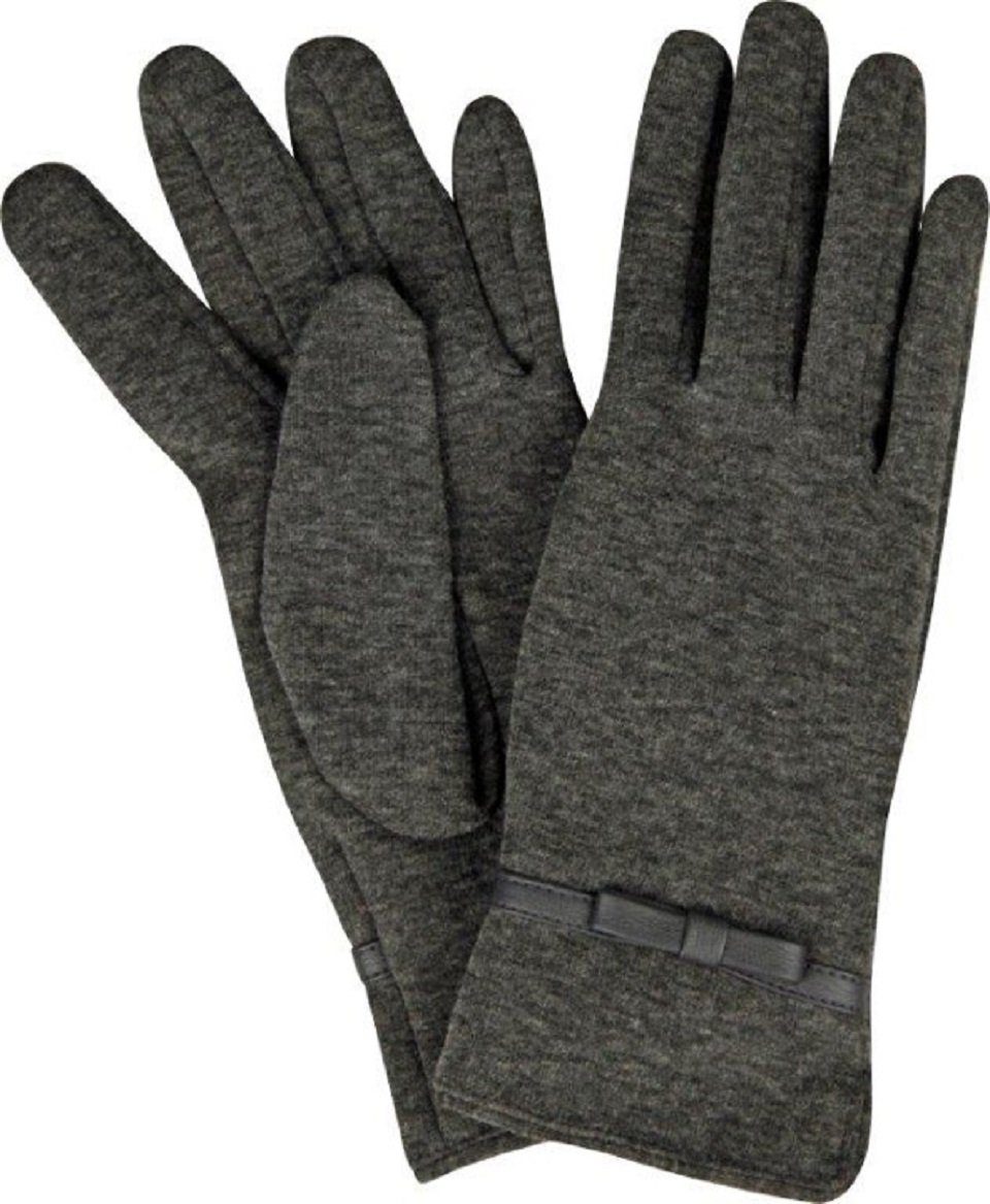 Capelli New York Baumwollhandschuhe Jersey Handschuhe mit Schleife dunkelgrau