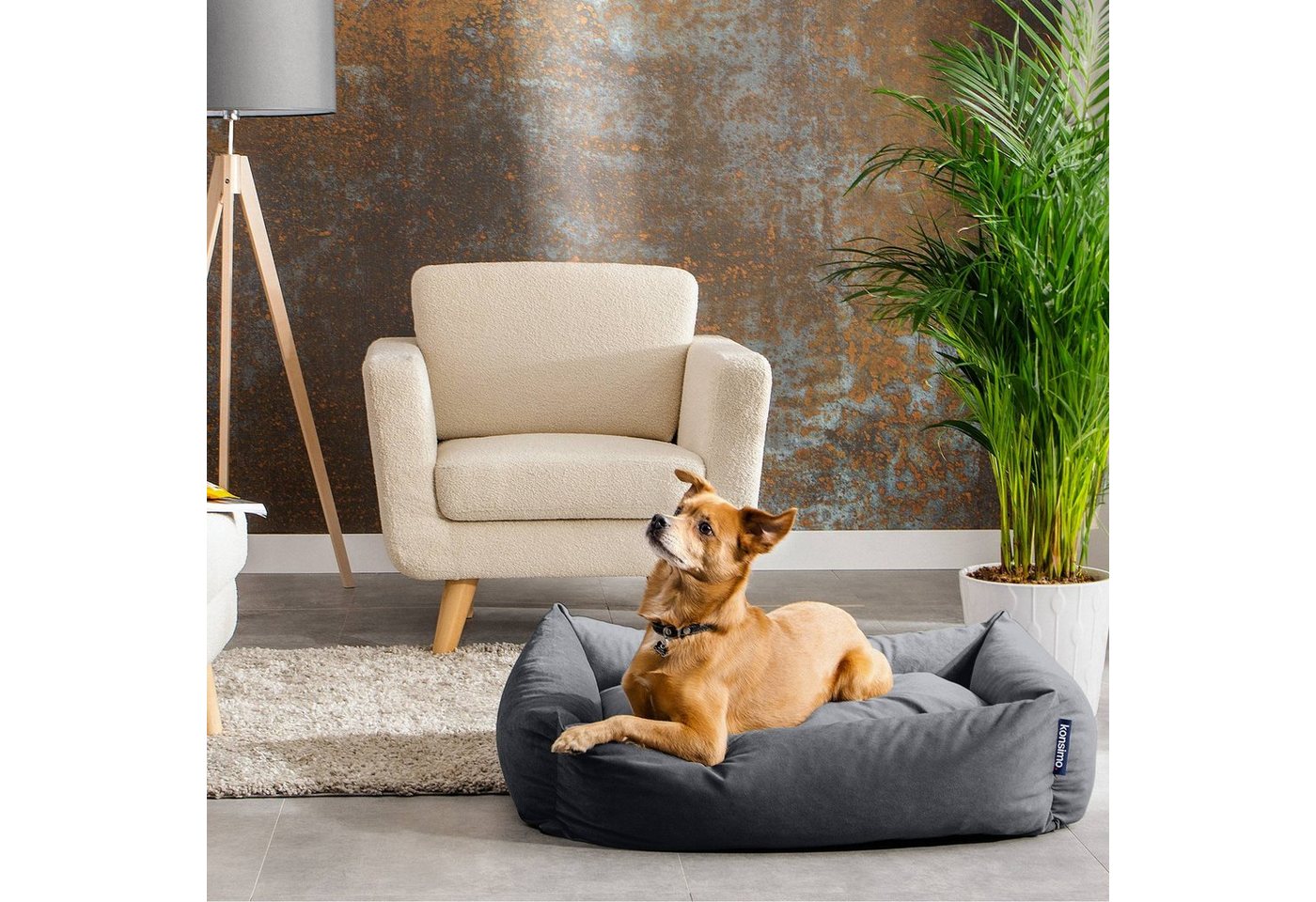 Thumbnail - KONSIMO® Tierbett Hundebett CANINI, 100 % Polyester, Kissenbezug abnehmbar, Super Clean Technologie