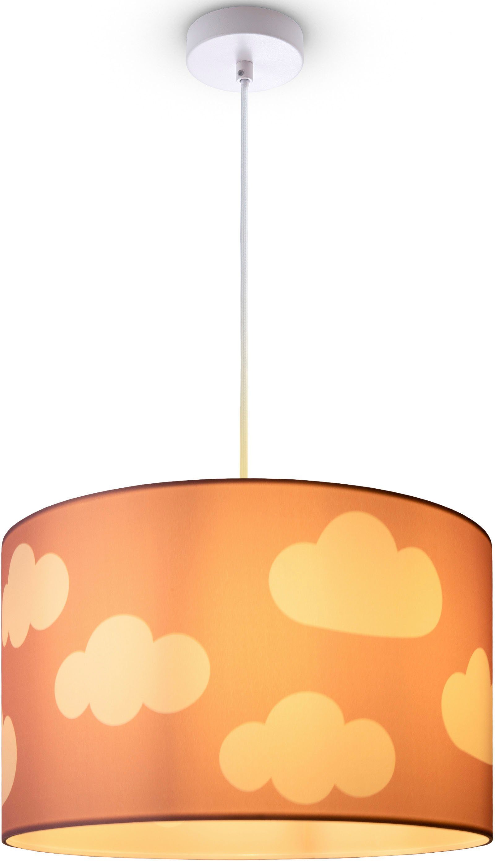 Paco Home Pendelleuchte Hugo Wolken Cosmo, Rund E27 Pendellampe Lampenschirm ohne Stoff Himmel Kinderzimmer Leuchtmittel