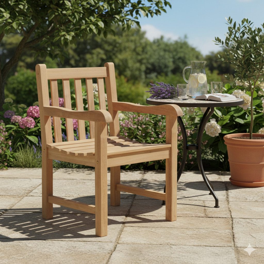 Garden Pleasure Gartensessel Stabiler Gartensessel SOLO aus Teak mit Armlehnen