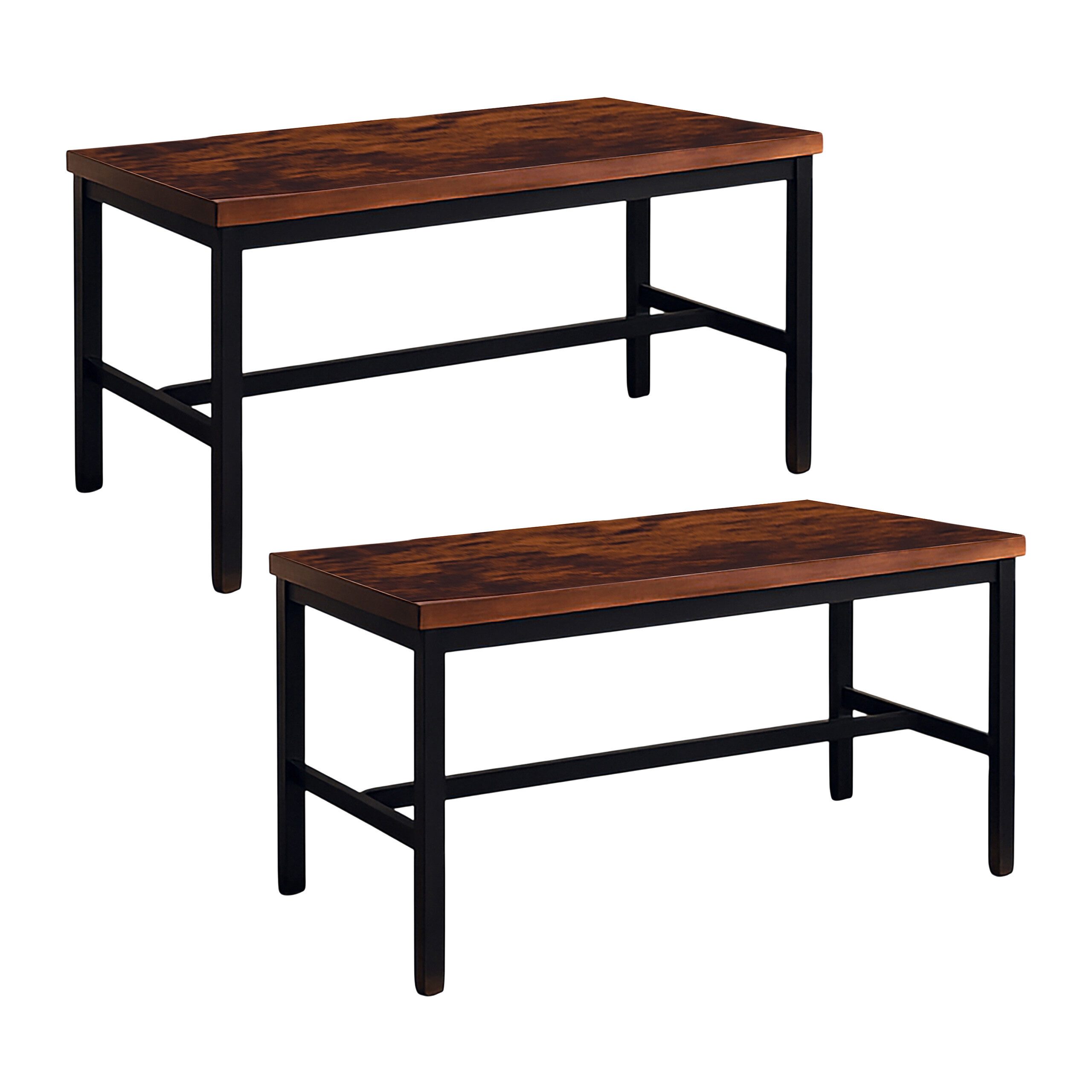 relaxdays Essbank Sitzbank Esszimmer 2er Set Industrial, dunkelbraun