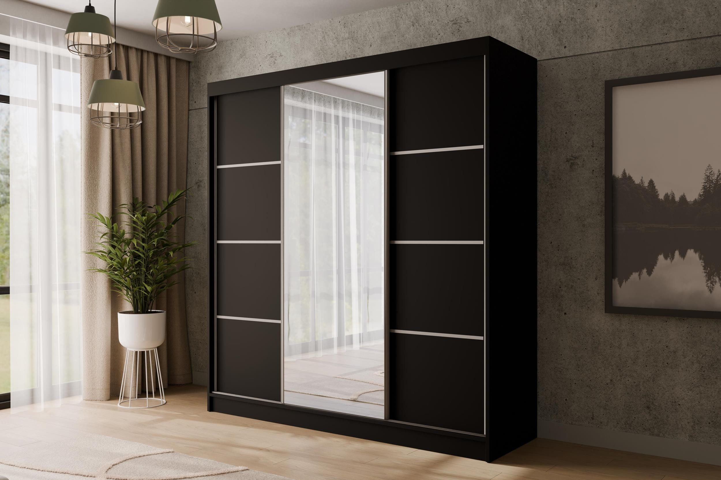 ALTDECOR Schiebetürenschrank V2-LOFTIA (Kleiderschrank Garderobenschrank mit viel Stauraum Moderner Schrank) Spiegel Spiegeltüren Vielseitiger Schwebetürenschrank