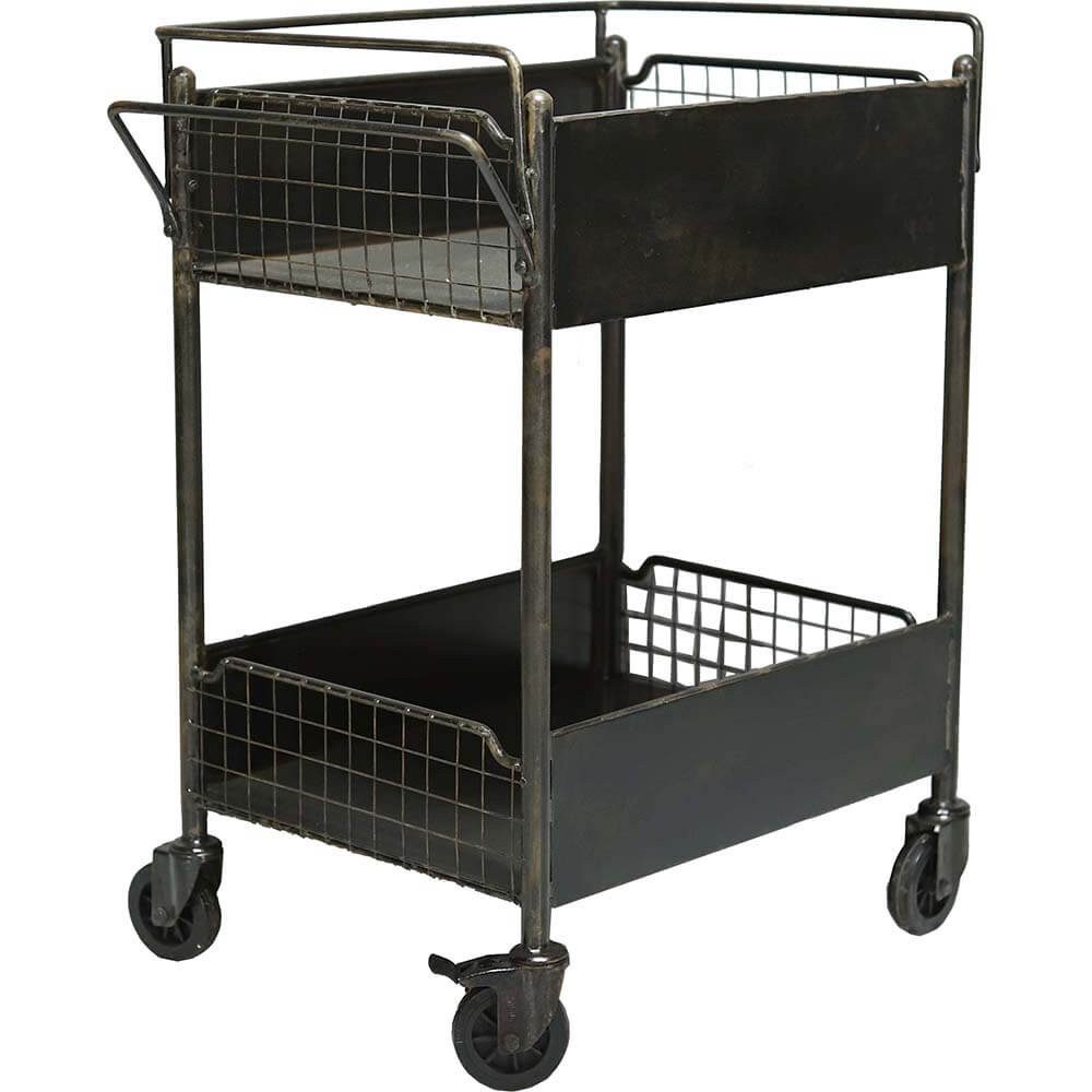 Trademark Living Servierwagen Industrial Rollwagen – Praktischer Servierwagen mit Ablagen & Rollen