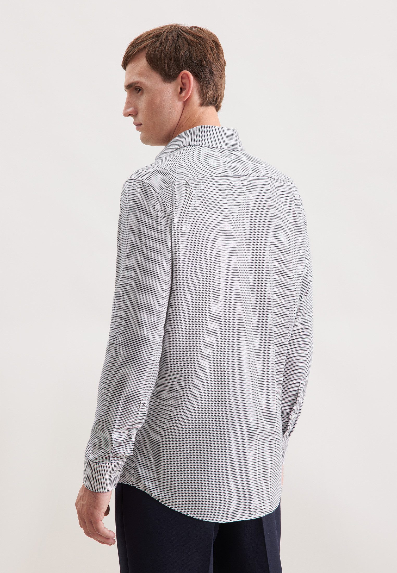 seidensticker Businesshemd Schwarze Rose Regular 1/1 Kentkragen Pepita