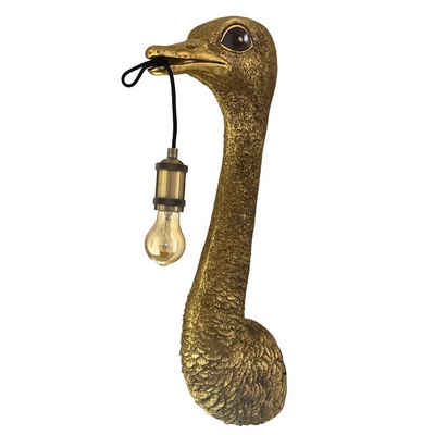 Light & Living Wandleuchte Lampe Wandleuchte Strauß Extravagante Wandlampe Vogel Strauss, ohne Leuchtmittel, Gold 19x 25x 72 cm