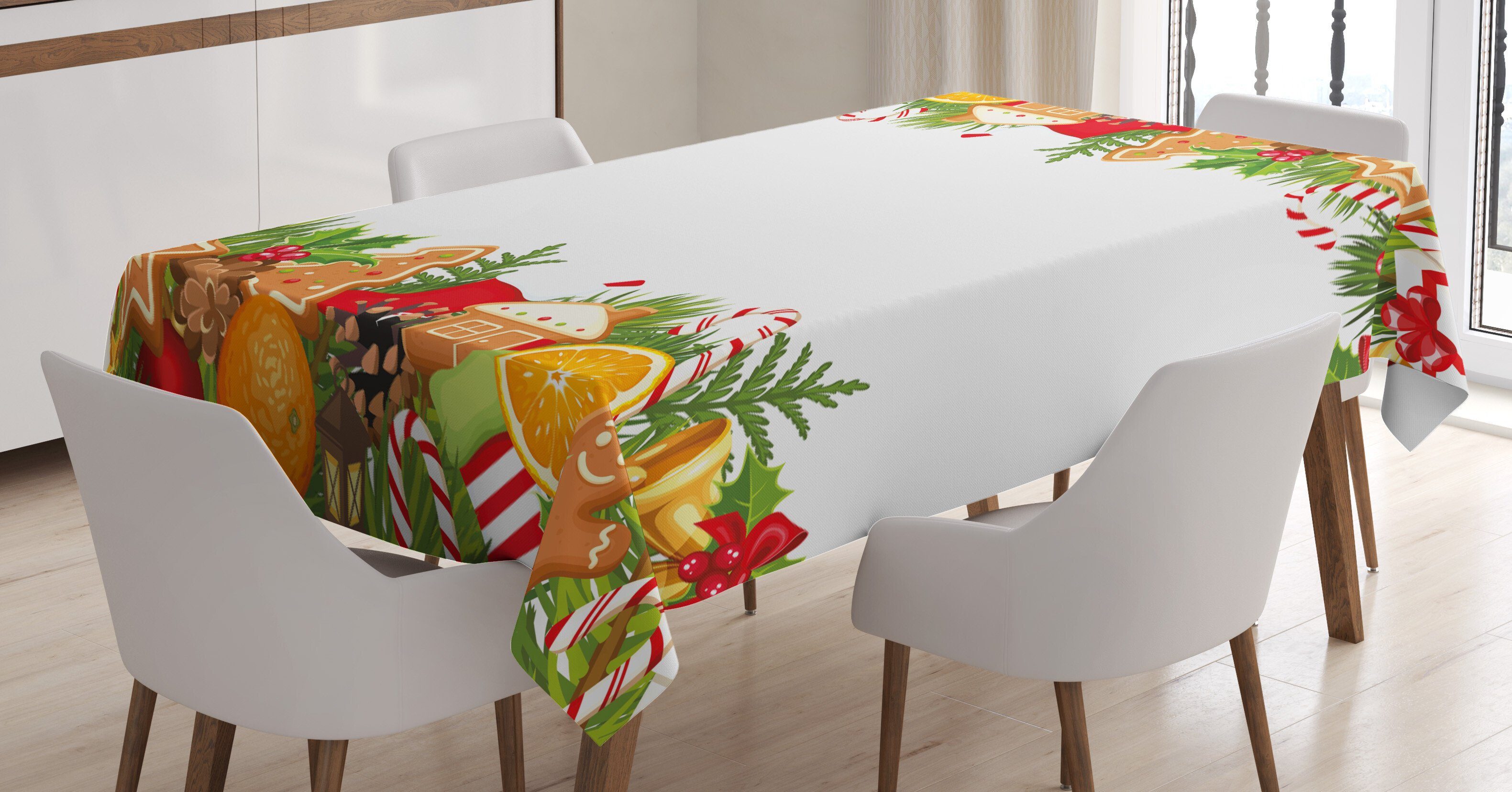 Abakuhaus Klare Weihnachten Lebkuchen-Theme Für den Farbfest Waschbar geeignet Farben, Außen Tischdecke Bereich