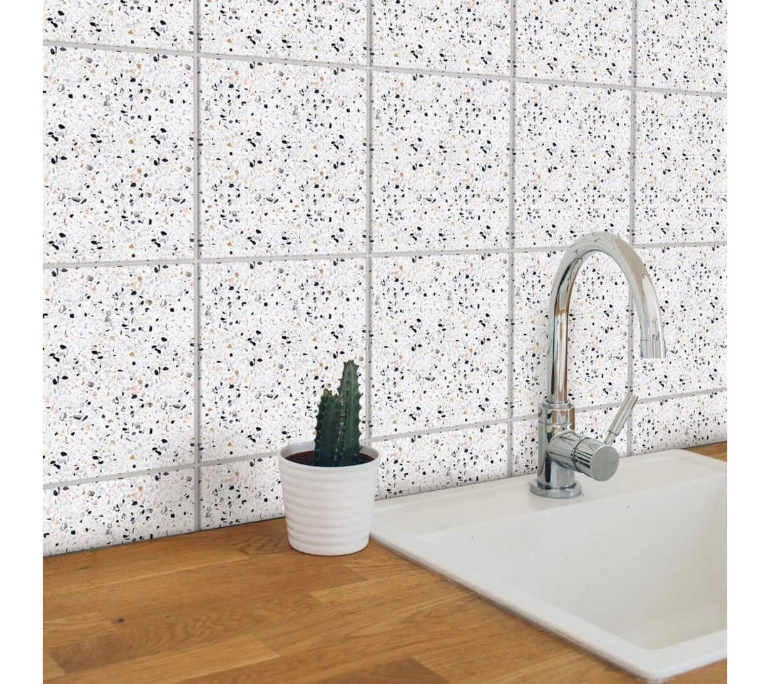 Thumbnail - K&L Wall Art Fliesenaufkleber Klebefliese Sticker 12er Set selbstklebend Naturstein Terrazzo Stein