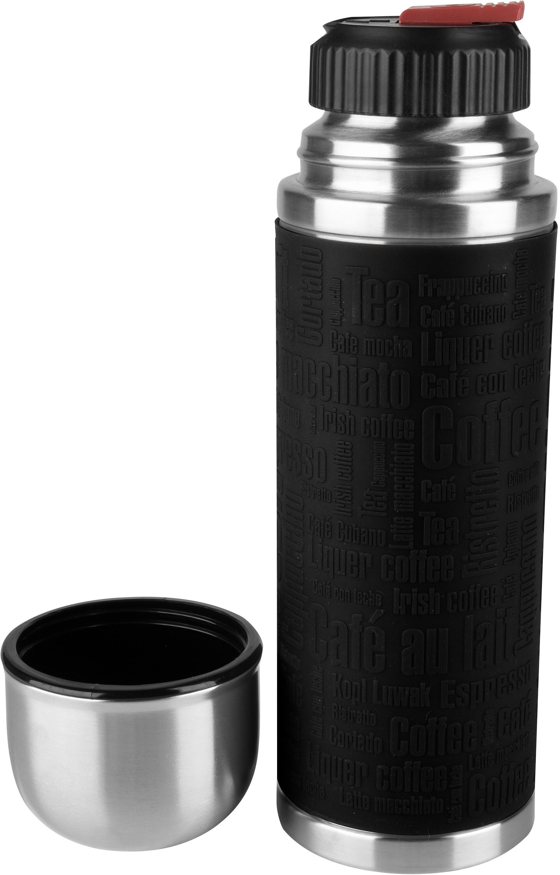 Emsa Thermoflasche Senator Sleeve, Silikonmanschette, Safe Loc Verschluss, dicht, 12h heiß, 24h kalt