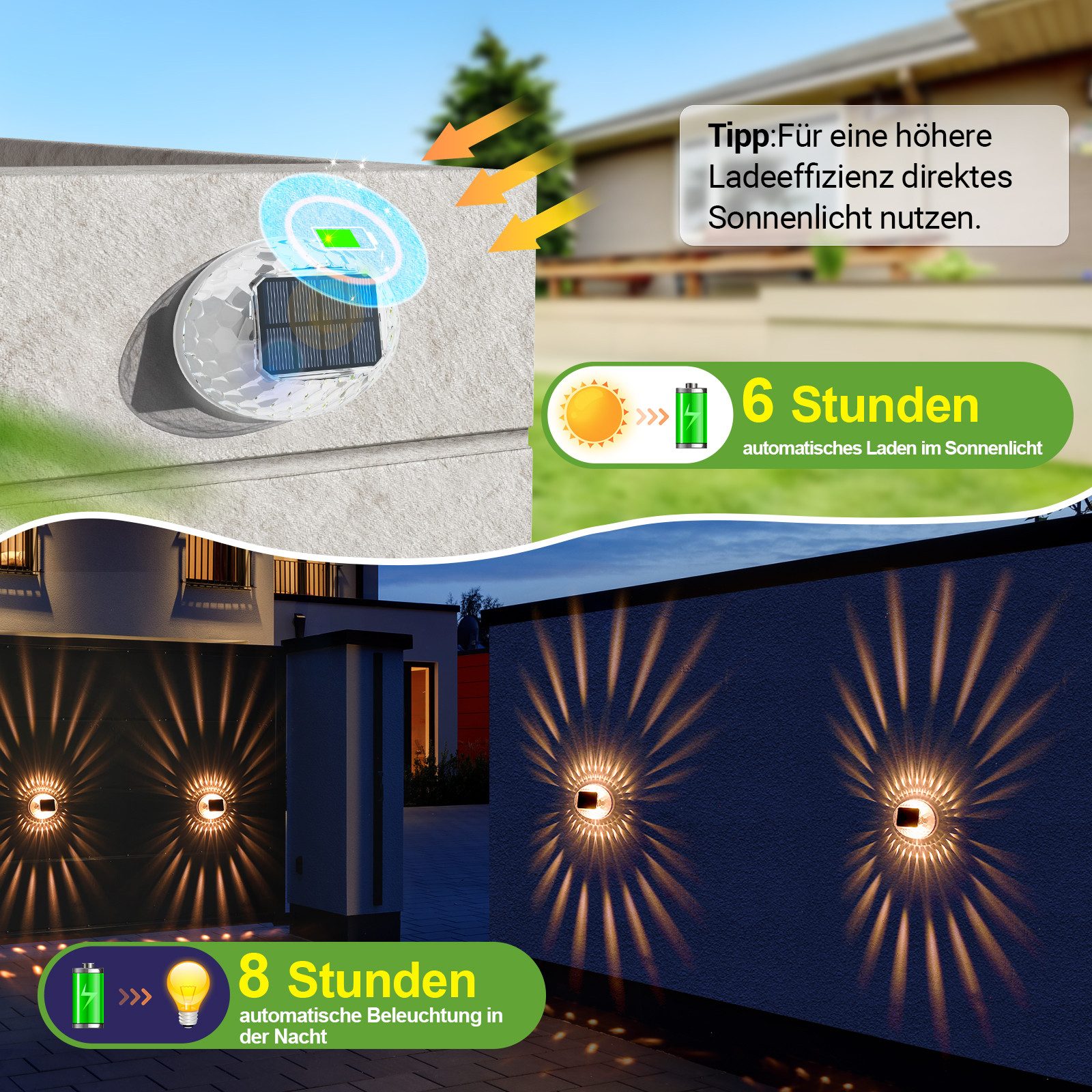 Quntis LED Solarleuchte 4 Stück Aussen Bodenbeleuchtung outdoor IP65 solarleuchten für außen, Warmweiß, Tageslichtweiß, Warmweiß/Kaltweiß/Blau Gartenleuchte für – Bild 4 von 5