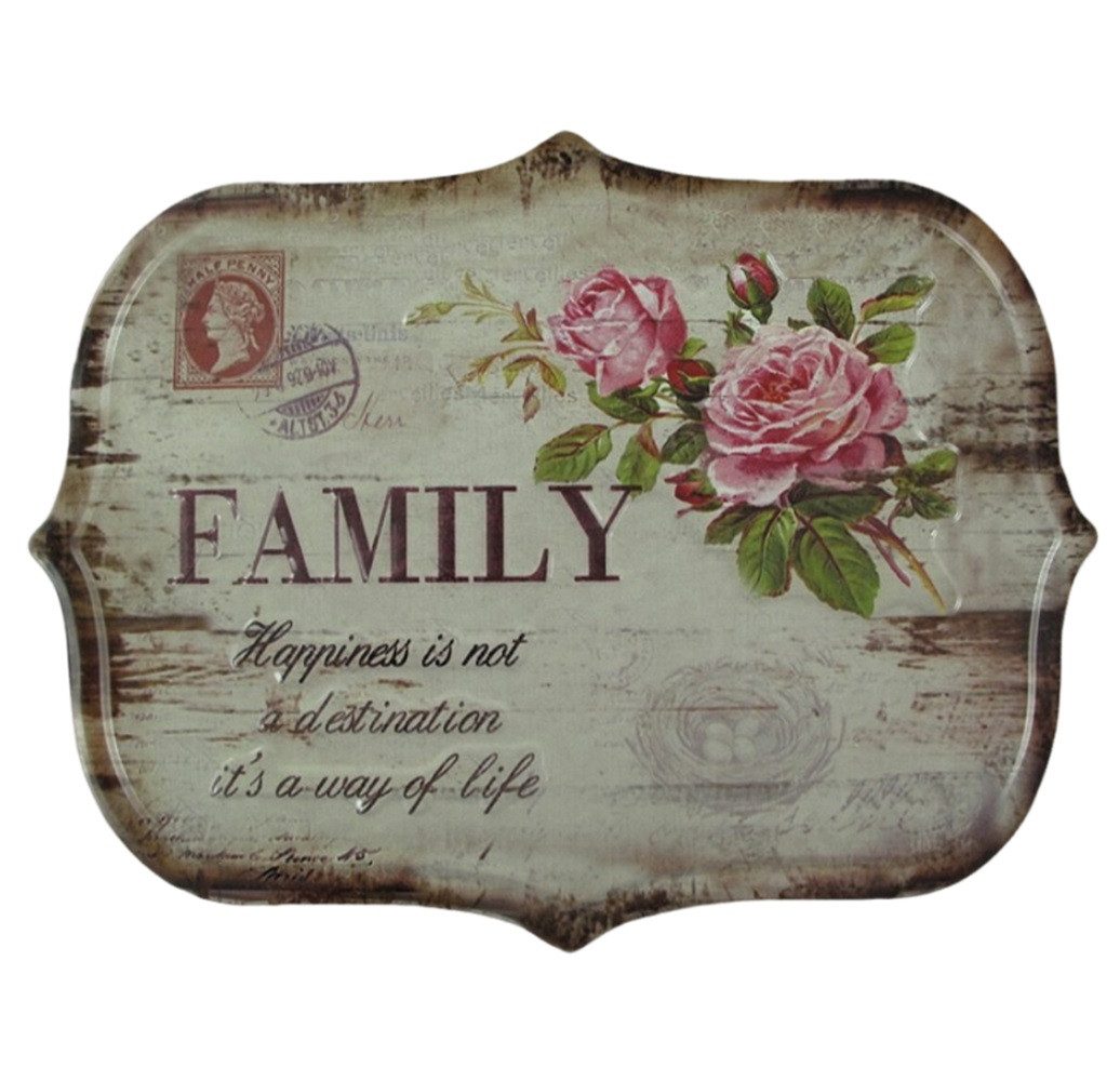 Metallschild Blechschild, Reklameschild Rosen, Family Happiness