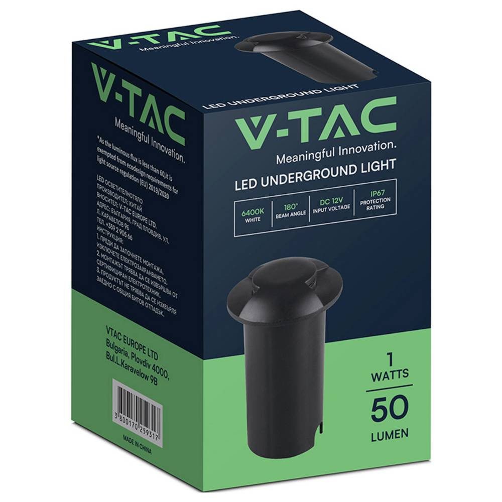 V-TAC LED Einbauleuchte VT-1161 211468 LED-Boden-Einbauleuchte LED 1 W Schwarz