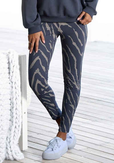 LASCANA Leggings -Loungehose mit Zebramuster und breitem Bund, Loungewear