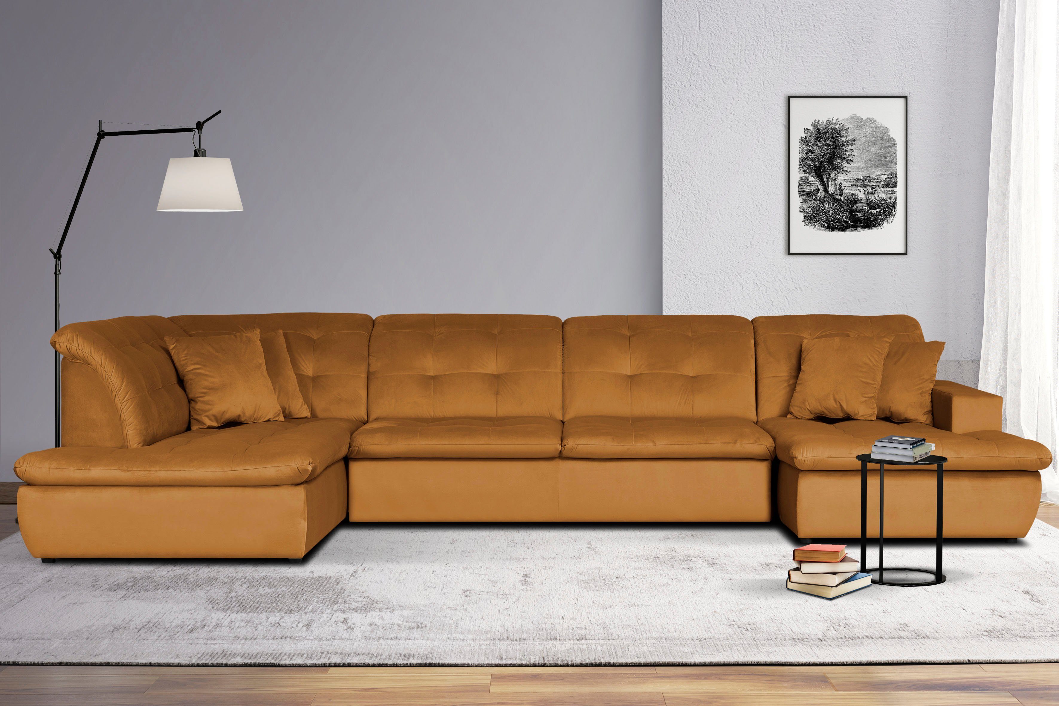 Home affaire Wohnlandschaft BRISBANE NEU U-Form, mit feiner Steppung, Matten-Optik, incl. Zierkissen