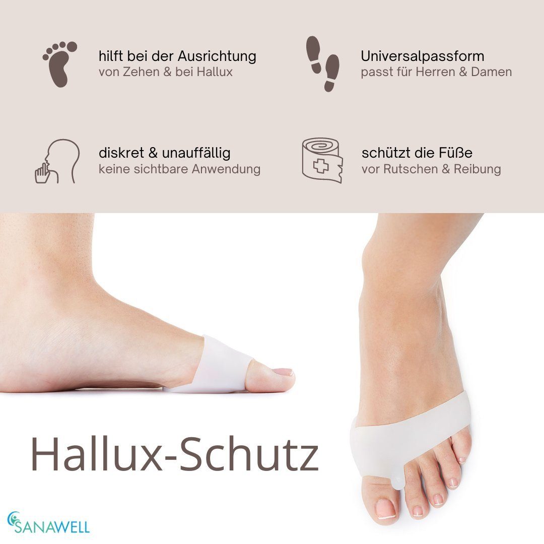 Medosan Hallux-Bandage 2-in-1 Fußballen-Zehenschutz, 2 Stück
