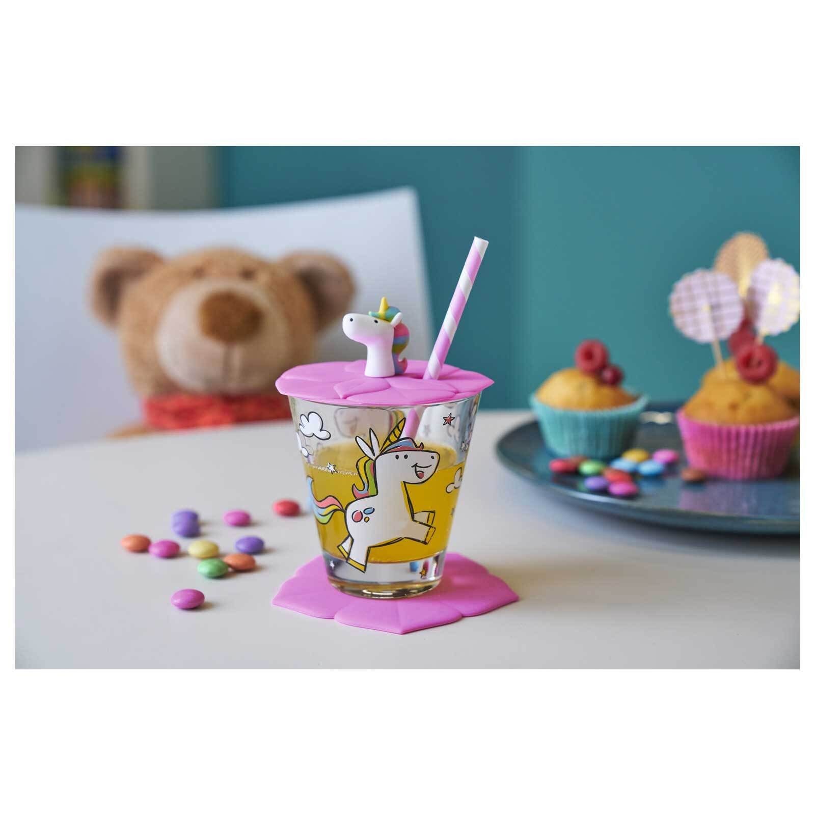 LEONARDO Kinderbecher Bambini Kinderbecher ml & mit 2er Flamingo Set, Deckel Einhorn Material-Mix 215