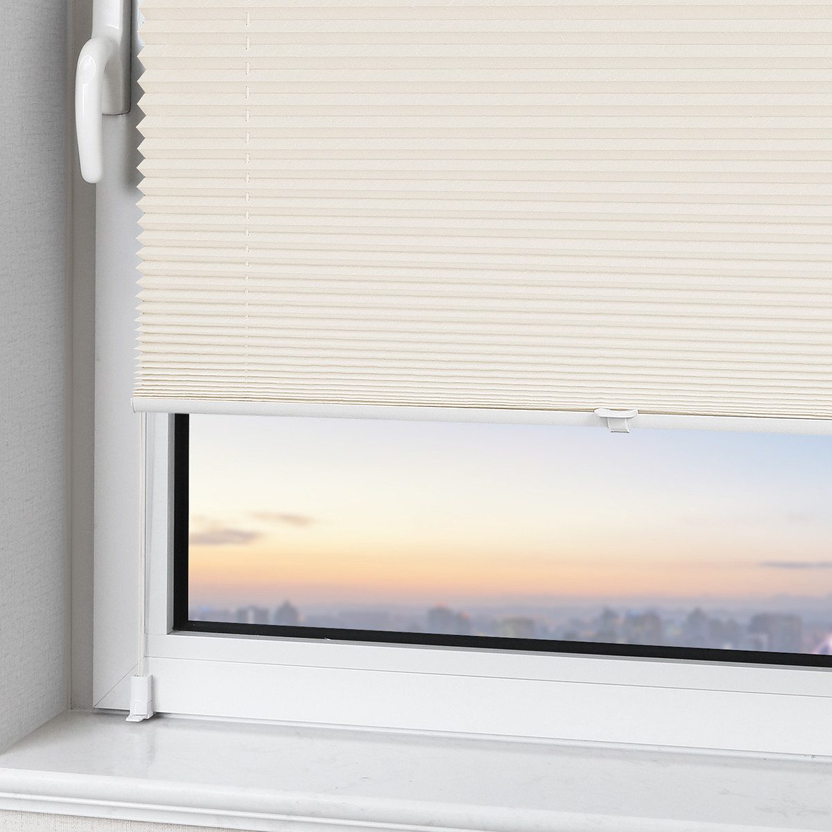 Vkele Plissee Ohne Bohren,Klemmfix,Weiß, Einfach Montage, Klemmträger, Easyfix Faltrollo mit Klemmträger Sonnenschutz und Sichtschutz
