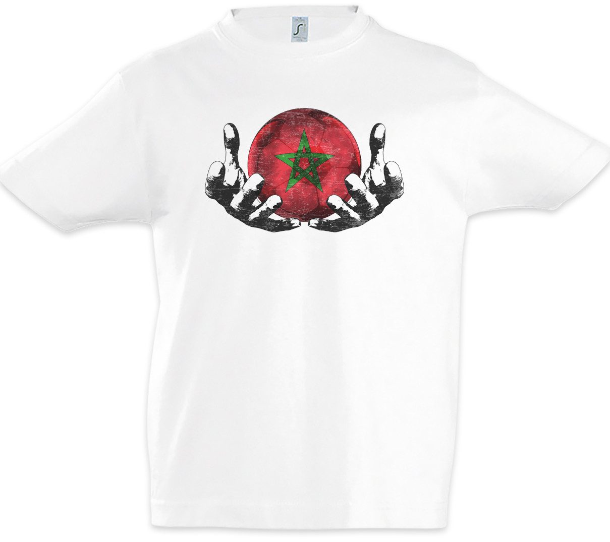 Urban Backwoods Print-Shirt Morocco Football Magic Ball Kinder T-Shirt Marokko Marokkanisch (1-tlg) Marokkanische Fahne Moroccan Fußball