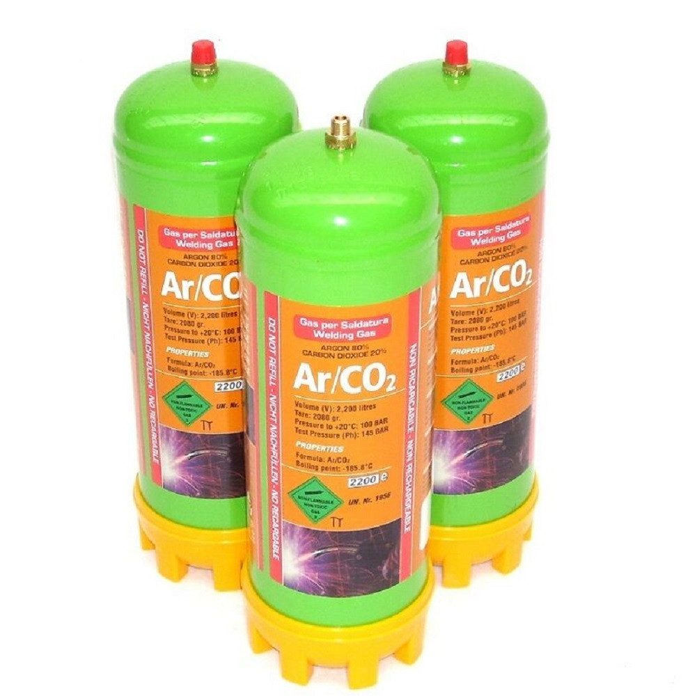 Apex Gas 3x Einweg Schutzgasflasche 2.2L 51601 + Gasdruckminderer 51611