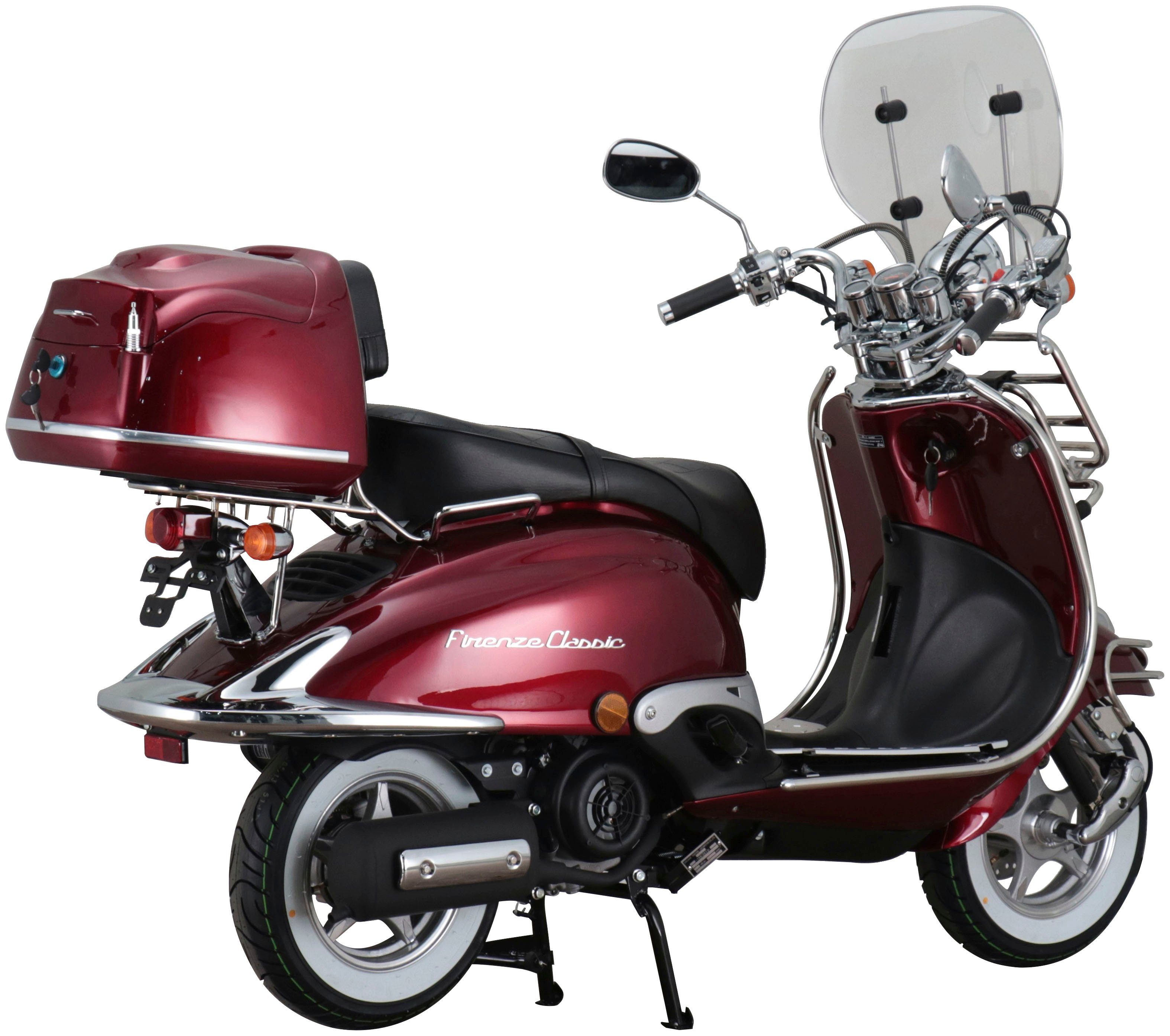 Classic, (Komplett-Set) Retro 85 Motors weinrot ccm, Alpha Firenze 5, Motorroller Euro km/h, 125