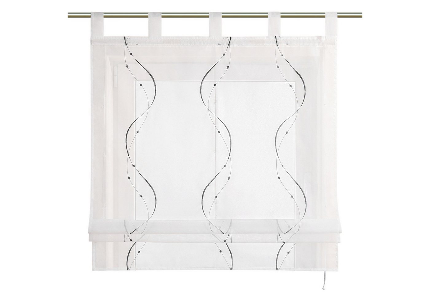 Joyswahl Raffrollo halbtransparent, Voile Raffgardine bestickt mit Wellenmuster, mit Schlaufen, Gardinenstange, modern elegant minimalistisch, modern elegant minimalistisch für Küche Wohnzimmer Schlafzimmer