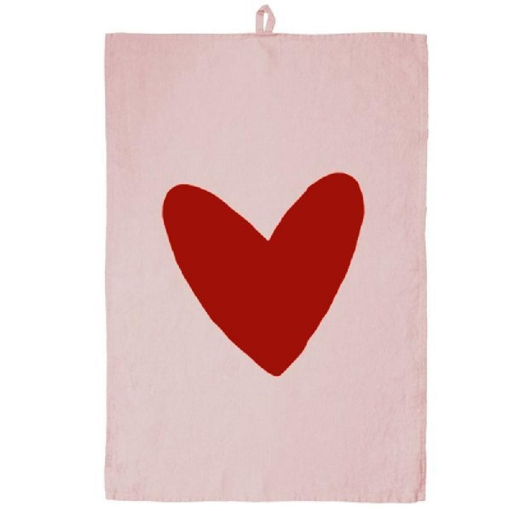 Frohstoff Geschirrtuch Geschirrtuch Herz Leinen Rosa günstig online kaufen