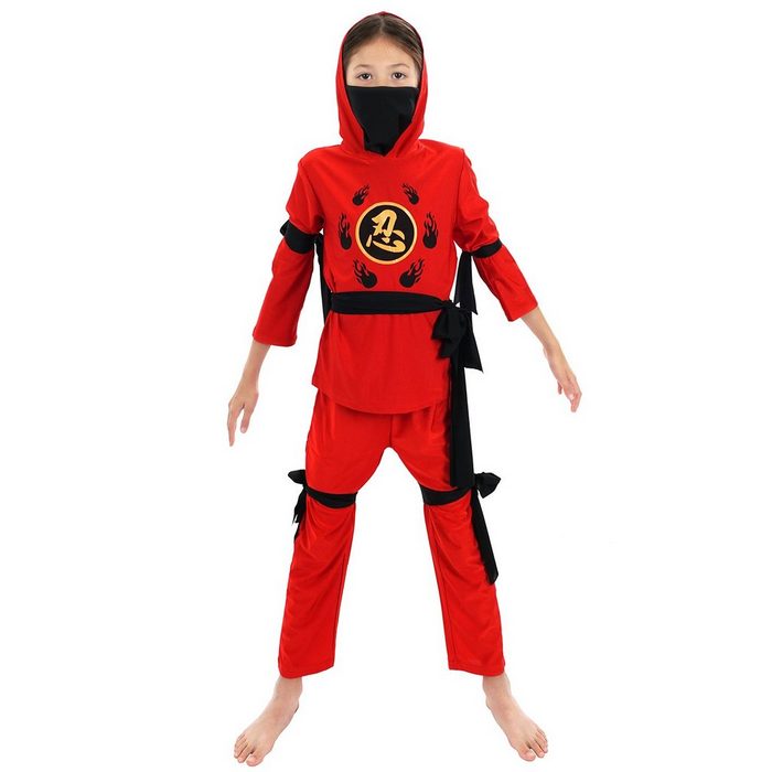 GalaxyCat Kostüm Rotes Ninja Kostüm für Kinder Shinobi Kinderkost Rotes Ninja Kostüm für Kinder