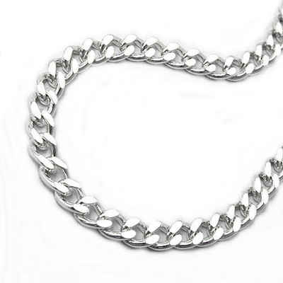 unbespielt Silberkette Halskette Flachpanzerkette diamantiert 925 Silber 55 cm x 3 mm inklusive kleiner Schmuckbox, Silberschmuck für Damen und Herren