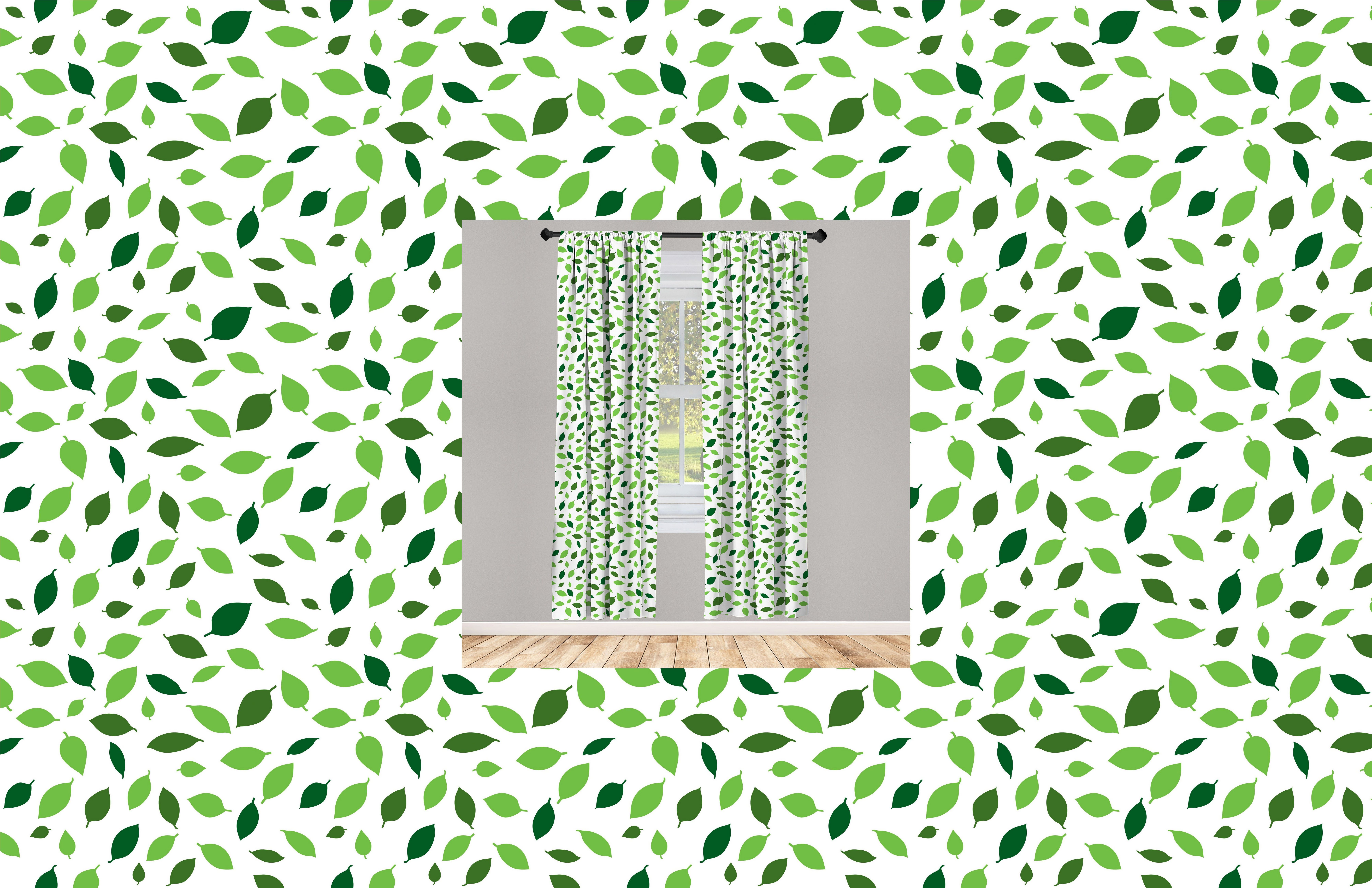 Gardine Vorhang für Wohnzimmer Schlafzimmer Dekor, Abakuhaus, Microfaser, Natur Botanischer Leafage Muster