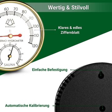 NORDHOLZ Raumthermometer Sauna Thermometer Hygrometer, 2in1 1-tlg., Analoges Hygrometer, Sauna Zubehör