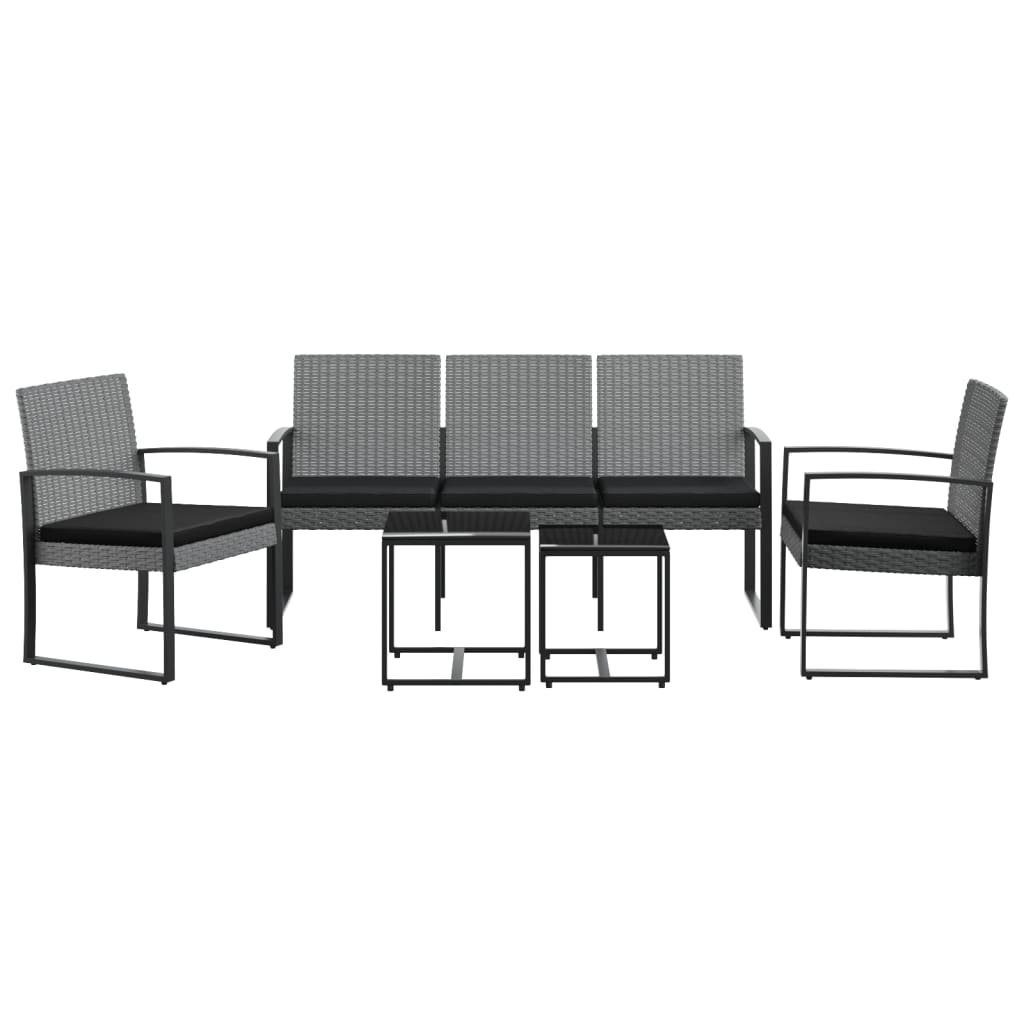 vidaXL Garten-Essgruppe 5-tlg. Garten-Essgruppe mit Kissen Dunkelgrau PP-Rattan, (5-tlg)