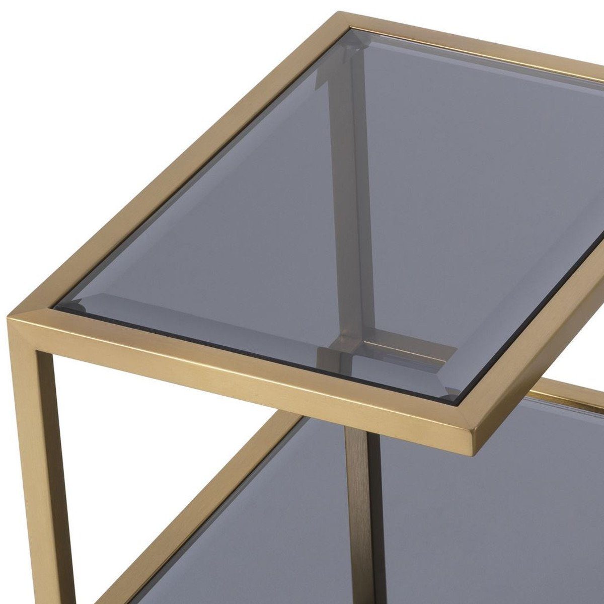 Beistelltisch Luxus - cm Messingfarben Luxus Glasplatten Padrino x Grau 70 60 Edelstahl Beistelltisch getönten Tisch / x Casa 42 - Möbel mit H.