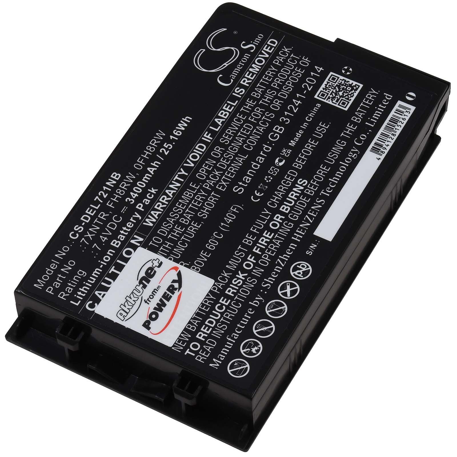 Powery Akku für Dell Typ J82G5 Laptop-Akku 3400 mAh (7.4 V)