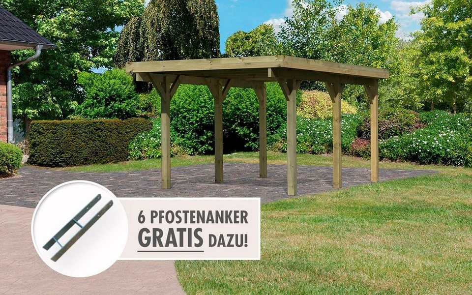 Karibu Einzelcarport Classic 1, BxT: 318x480 cm, 206 cm Einfahrtshöhe