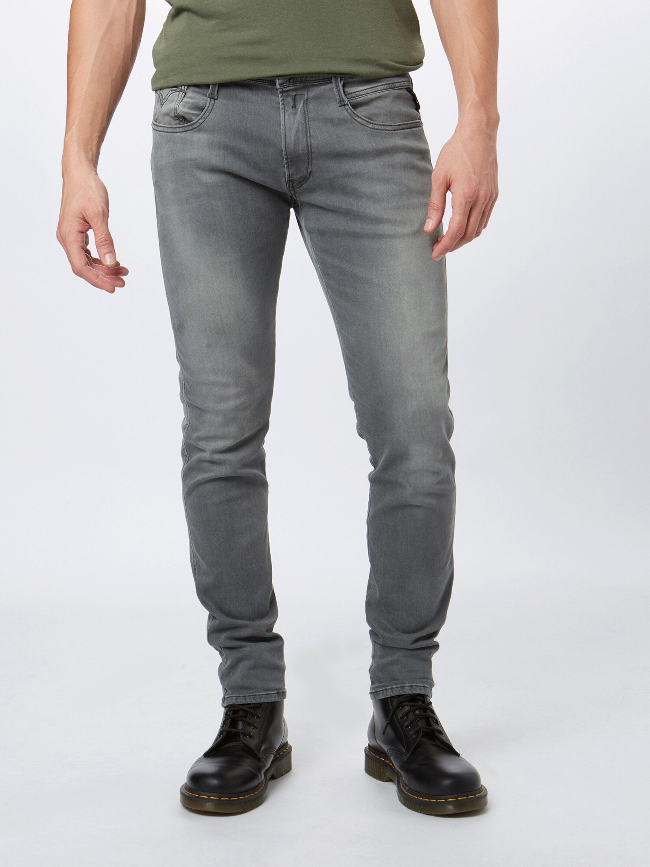 Replay Herren Jeans Anbass - Slim Fit - Grau - Dark Grey Denim günstig online kaufen