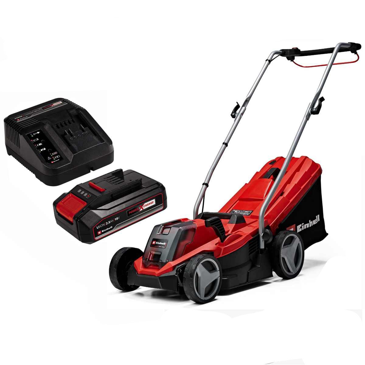 Einhell Akkurasenmäher Rasenmäher GE-CM 18/33 Li 18V Akku 2.5 Ah + Ladegerät Brushless Motor