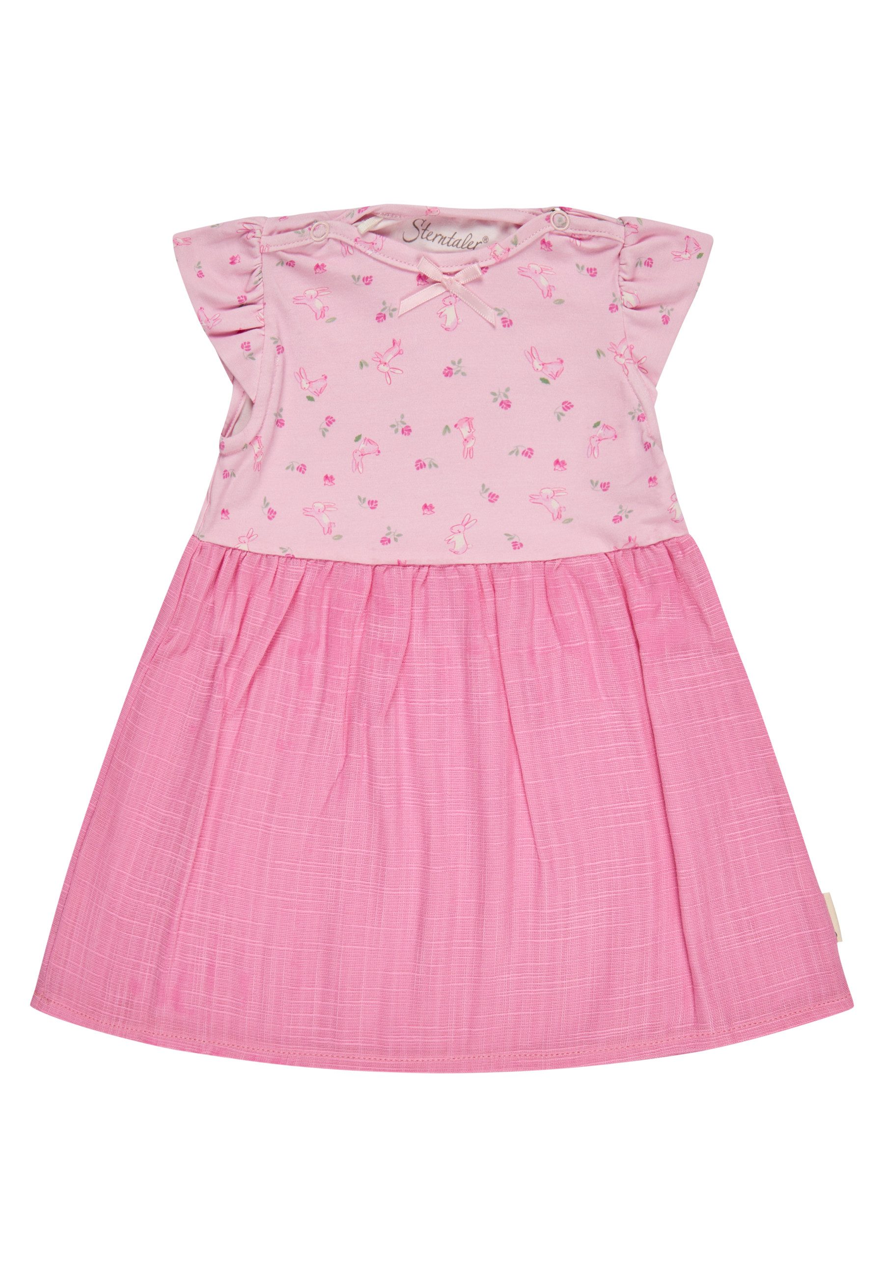 Sterntaler® Midikleid Kleid Hase (1-tlg) Kleid, Rock Leinenoptik, Hasenprint, Flügelärmel, Raffung, Knöpfe