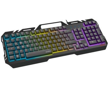 Speedlink ORIOS Metall USB Gaming Tastatur PC-Tastatur (RGB Beleuchtung, Gamer Keyboard, Smartphone-Halterung, Anti-Ghosting)